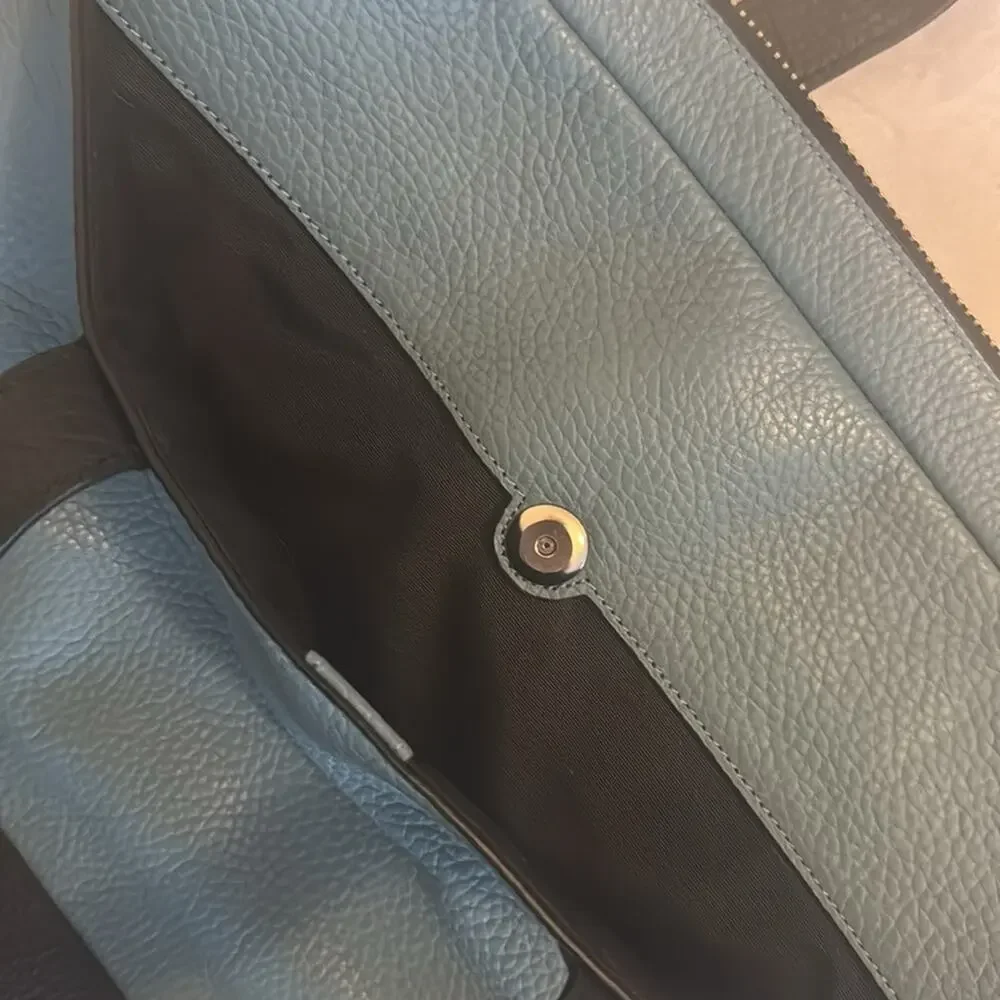 Coach Men’s Teal Black Luxe Hamilton Leather Laptop Bag Briefcase Work Office